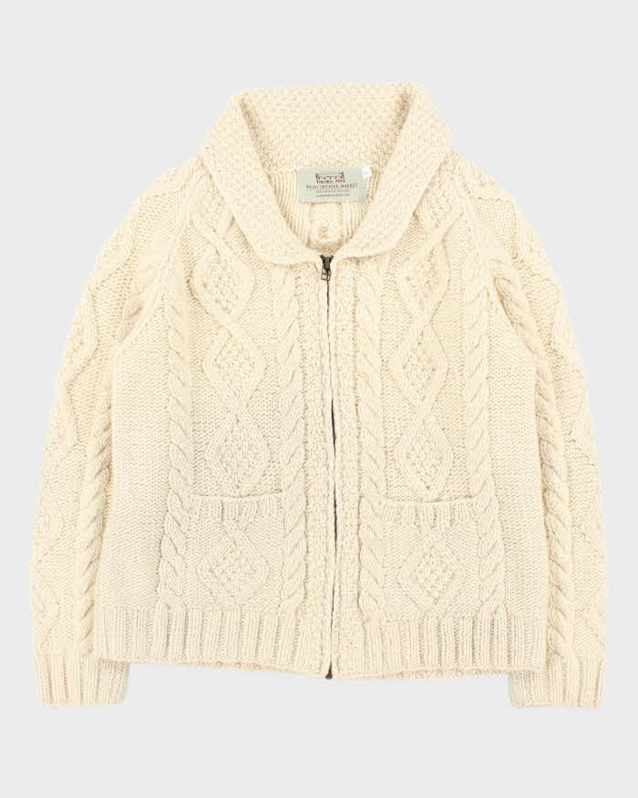 Vintage Aran Sweater Market Wool Zip-up Jumper - S