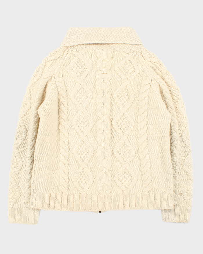 Vintage Aran Sweater Market Wool Zip-up Jumper - S