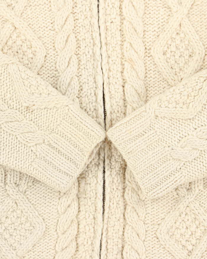Vintage Aran Sweater Market Wool Zip-up Jumper - S