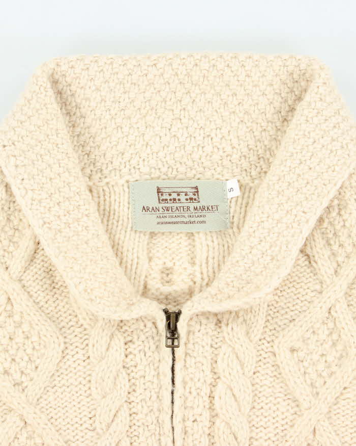 Vintage Aran Sweater Market Wool Zip-up Jumper - S