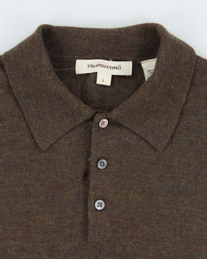 Vintage 90s Pronto Uomo Merino Wool Collard Jumper - L
