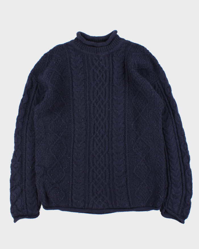 Vintage 1990s Herve Chapelier Irish Chunky Cable Knit Wool Jumper - L