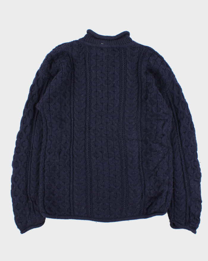 Vintage 1990s Herve Chapelier Irish Chunky Cable Knit Wool Jumper - L