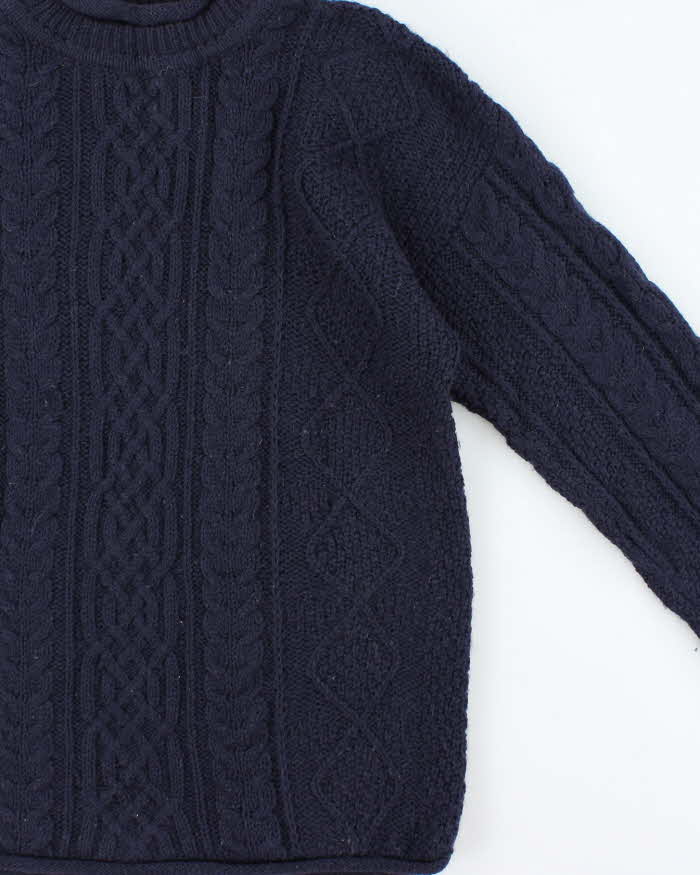 Vintage 1990s Herve Chapelier Irish Chunky Cable Knit Wool Jumper - L