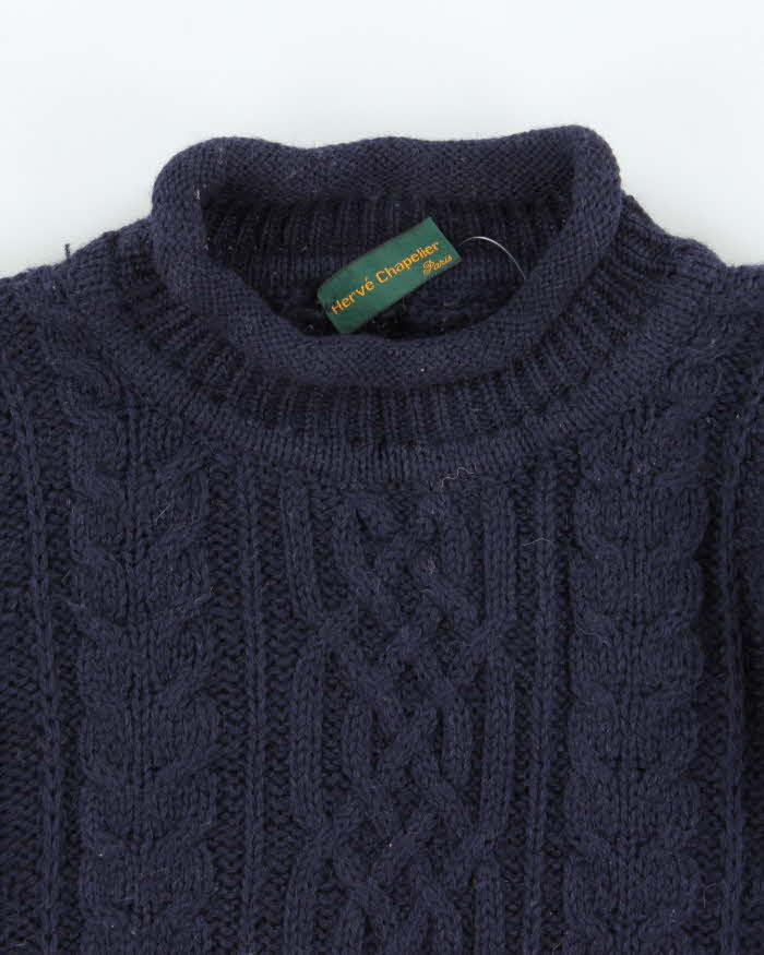 Vintage 1990s Herve Chapelier Irish Chunky Cable Knit Wool Jumper - L
