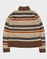 Vintage 00s PacificTrail Wool Blend Striped Quarter-Zip Knit Jumper - L