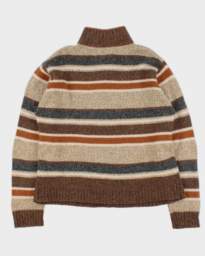 Vintage 00s PacificTrail Wool Blend Striped Quarter-Zip Knit Jumper - L
