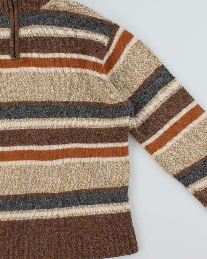 Vintage 00s PacificTrail Wool Blend Striped Quarter-Zip Knit Jumper - L