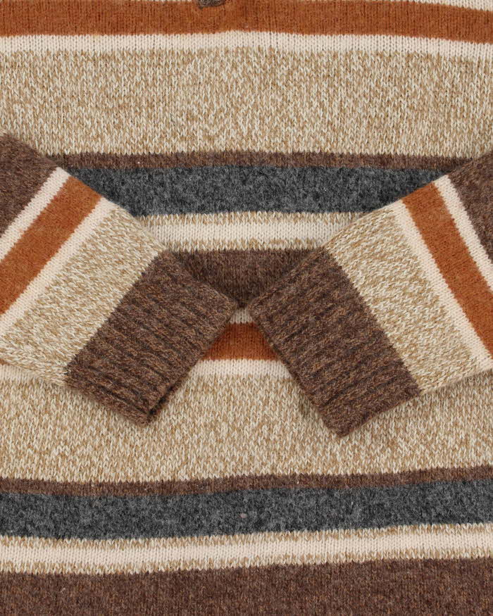 Vintage 00s PacificTrail Wool Blend Striped Quarter-Zip Knit Jumper - L