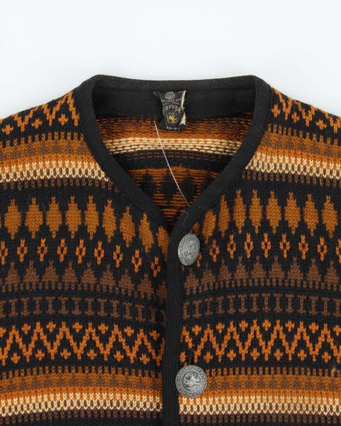 Vintage 1970s Norvyk Ren Dale Nordic Wool Ski Cardigan - M