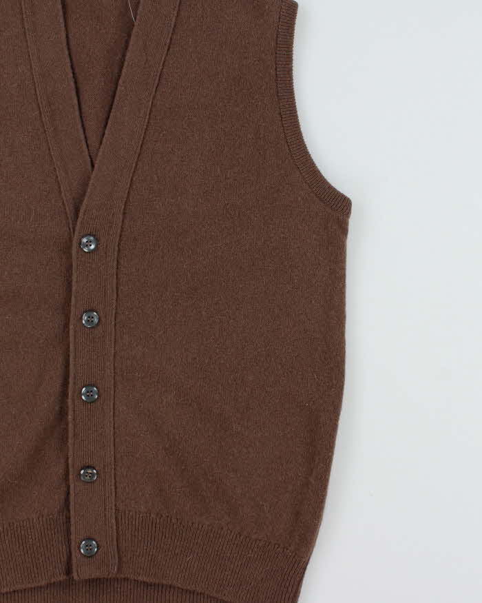 DSWT Vintage 1970s Jaeger Scottish Wool Sleeveless Knit Cardigan - M