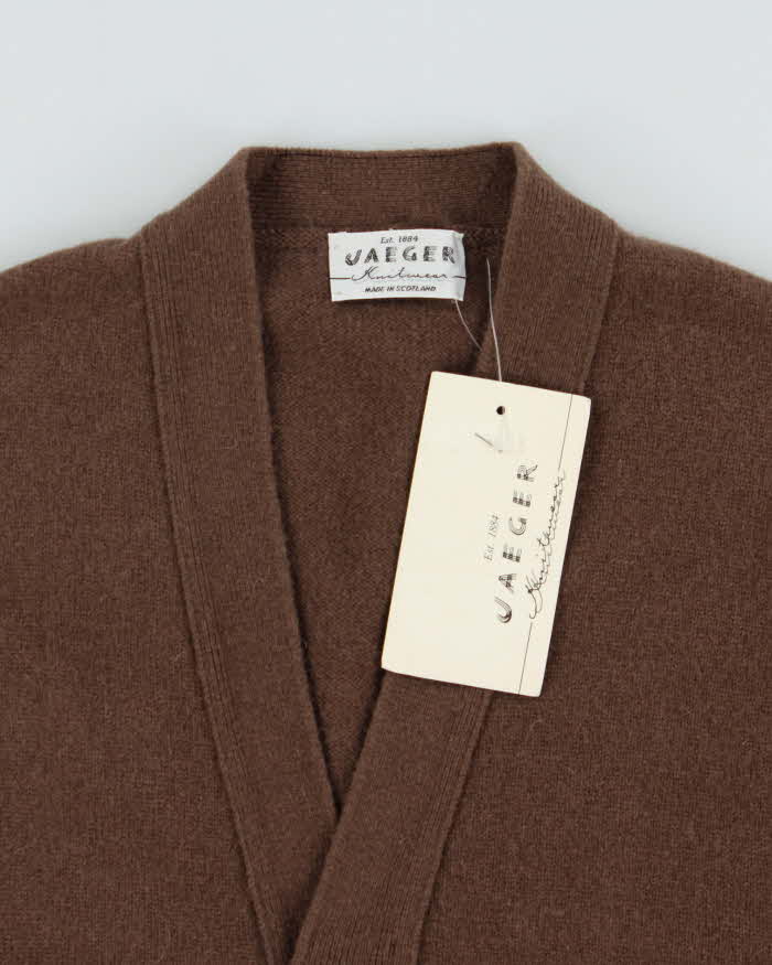 DSWT Vintage 1970s Jaeger Scottish Wool Sleeveless Knit Cardigan - M