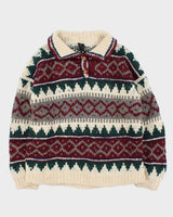 Vintage Super Chunky Knit Quarter-button Jumper - L