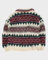 Vintage Super Chunky Knit Quarter-button Jumper - L
