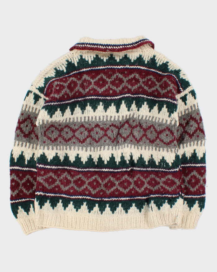 Vintage Super Chunky Knit Quarter-button Jumper - L