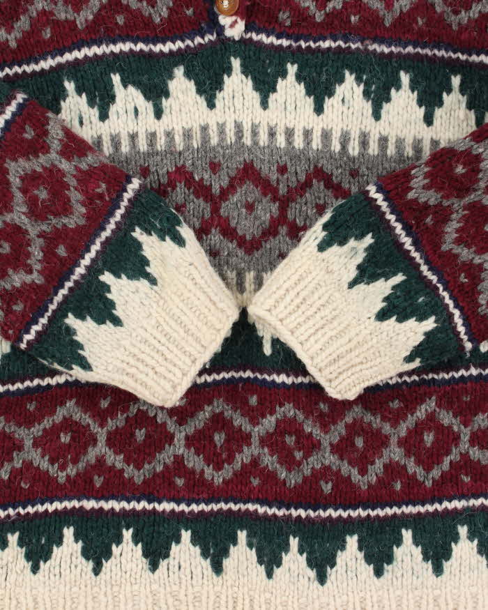 Vintage Super Chunky Knit Quarter-button Jumper - L