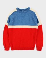 Vintage Chunky Block Colour Wool Knit Jumper - L