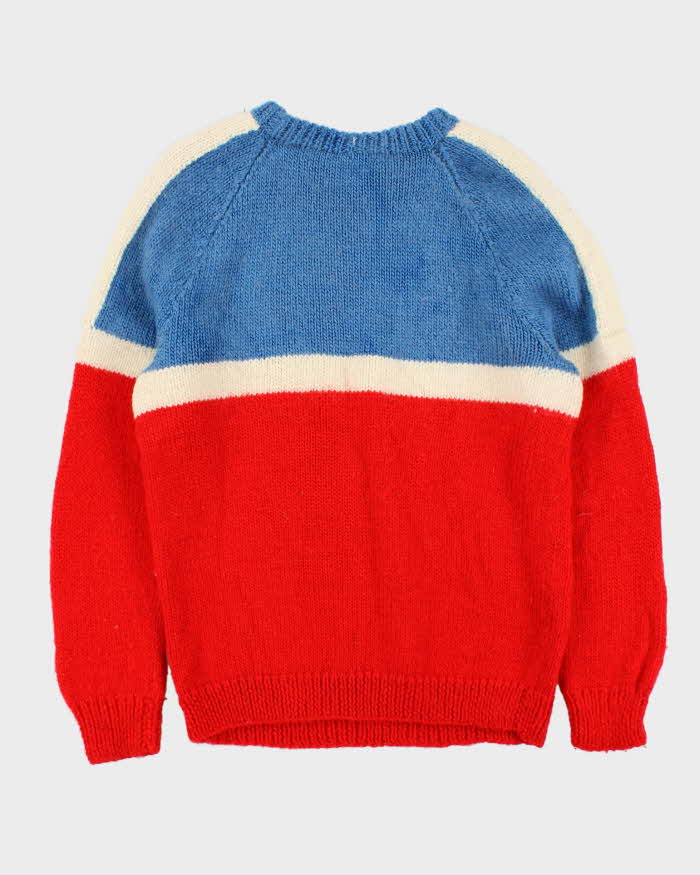 Vintage Chunky Block Colour Wool Knit Jumper - L