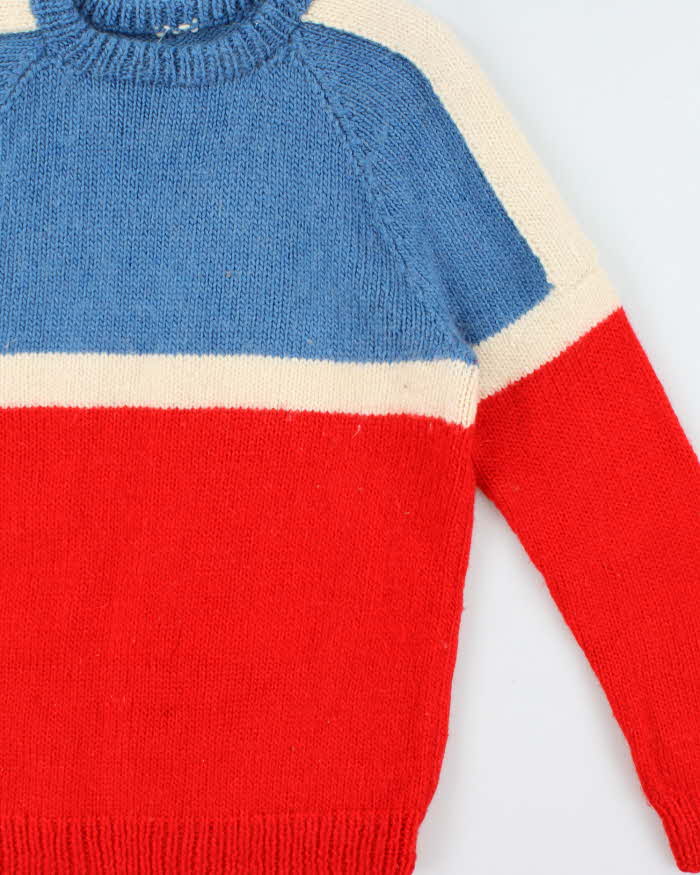Vintage Chunky Block Colour Wool Knit Jumper - L