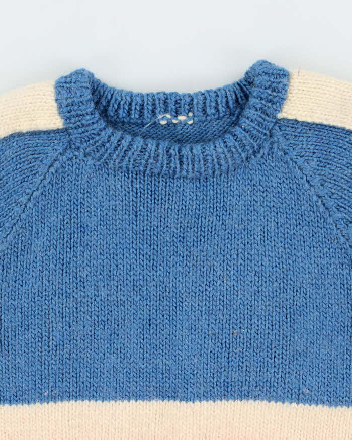 Vintage Chunky Block Colour Wool Knit Jumper - L
