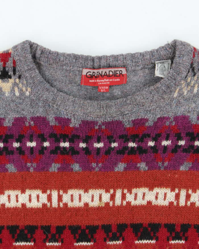 Vintage 90s Grenadier Pattern Wool Jumper - L