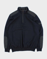 Vintage Paul &amp; Shark Yachting Navy Wool Quarter-Zip Knit Jumper - XL