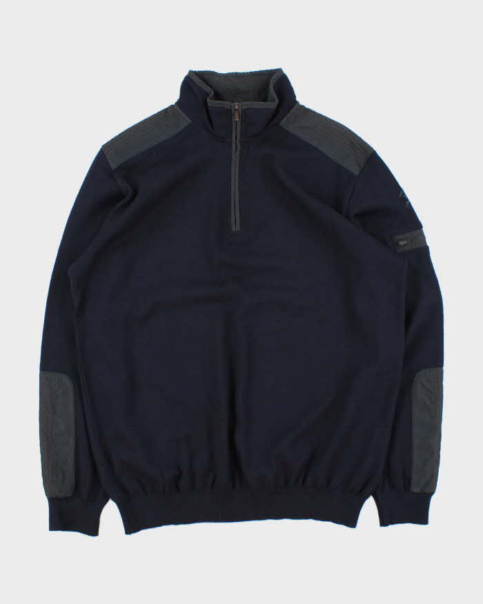 Vintage Paul & Shark Yachting Navy Wool Quarter-Zip Knit Jumper - XL