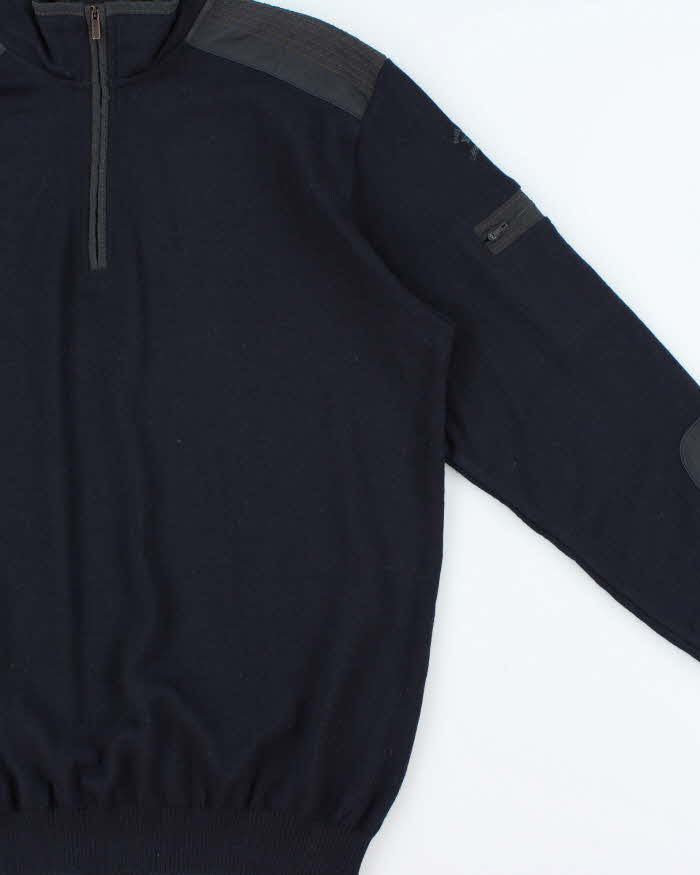 Vintage Paul & Shark Yachting Navy Wool Quarter-Zip Knit Jumper
