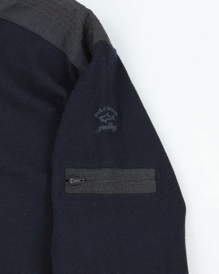 Vintage Paul & Shark Yachting Navy Wool Quarter-Zip Knit Jumper - XL