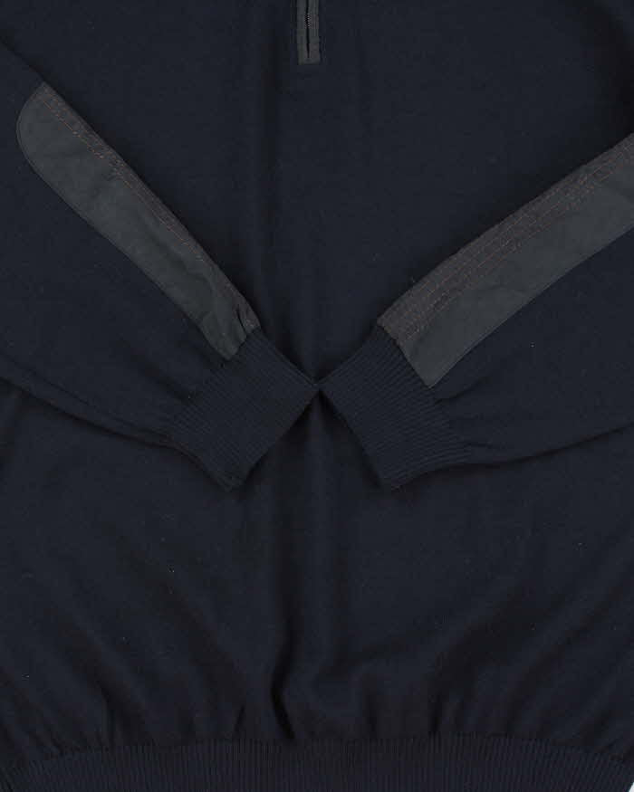 Vintage Paul & Shark Yachting Navy Wool Quarter-Zip Knit Jumper - XL