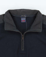 Vintage Paul &amp; Shark Yachting Navy Wool Quarter-Zip Knit Jumper - XL