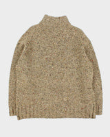 Vintage Y2K 00s Lauren Ralph Lauren Speckled Lambswool Chunky Knit Quarter-Zip Jumper - L