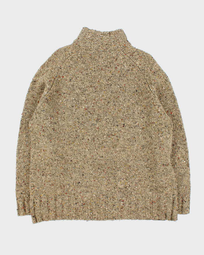 Vintage Y2K 00s Lauren Ralph Lauren Speckled Lambswool Chunky Knit Quarter-Zip Jumper - L