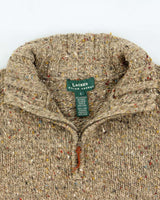 Vintage Y2K 00s Lauren Ralph Lauren Speckled Lambswool Chunky Knit Quarter-Zip Jumper - L