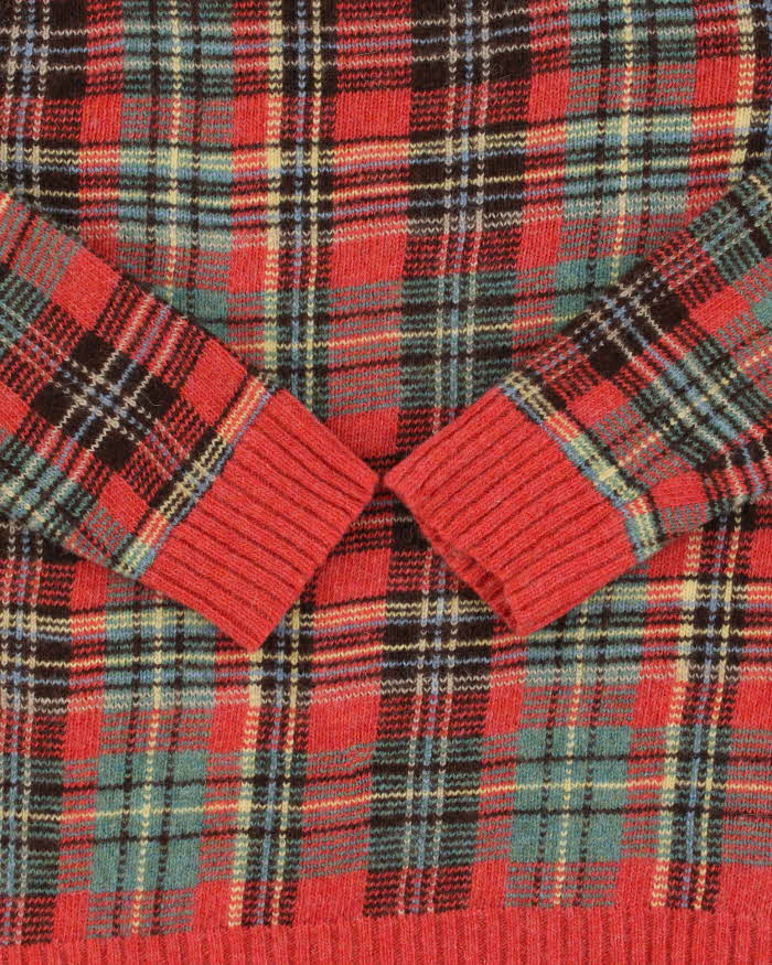 Vintage Y2K 00s Polo Ralph Lauren Tartan Wool & Camel Hair Crewneck Knit Jumper - L