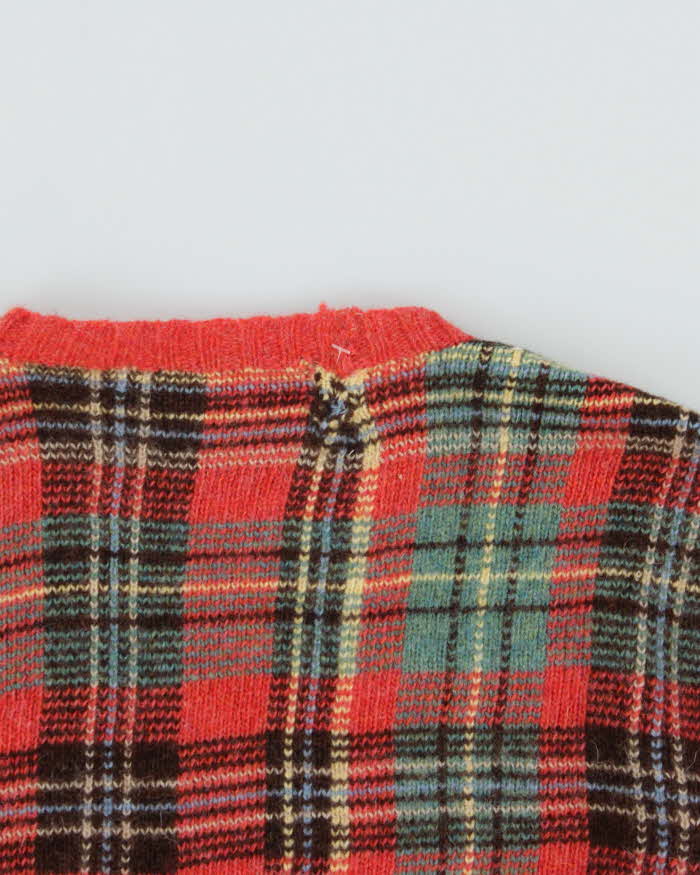 Vintage Y2K 00s Polo Ralph Lauren Tartan Wool & Camel Hair Crewneck Knit Jumper - L