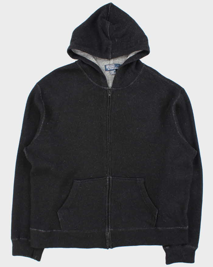 Vintage Y2K 00s Polo Ralph Lauren Wool Angora Blend Knit Zip-Up Hoodie - L