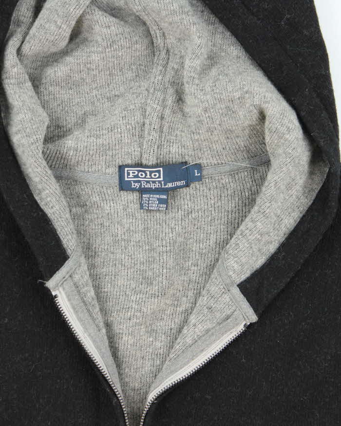 Vintage Y2K 00s Polo Ralph Lauren Wool Angora Blend Knit Zip-Up Hoodie - L