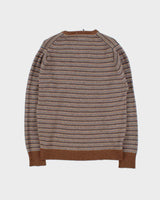 Vintage 1970s Hudson's Bay By Alan Paine Lambswool Striped V-Neck Knit Jumper - M
