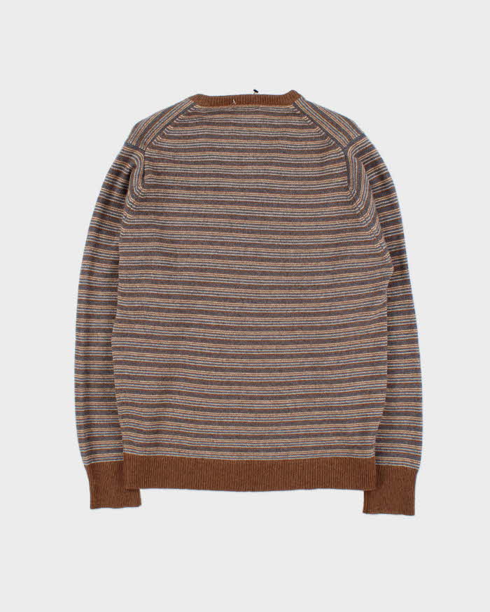 Vintage 1970s Hudson's Bay By Alan Paine Lambswool Striped V-Neck Knit Jumper - M