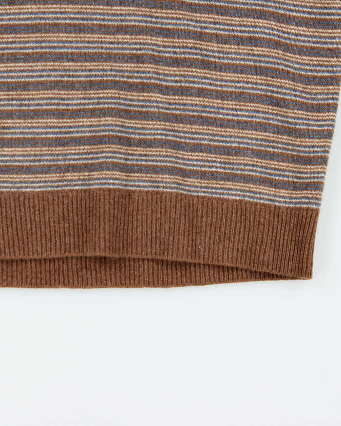 Vintage 1970s Hudson's Bay By Alan Paine Lambswool Striped V-Neck Knit Jumper - M