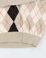 Vintage Y2K 00s Lacoste Wool Blend Argyle V-Neck Knit Jumper - S
