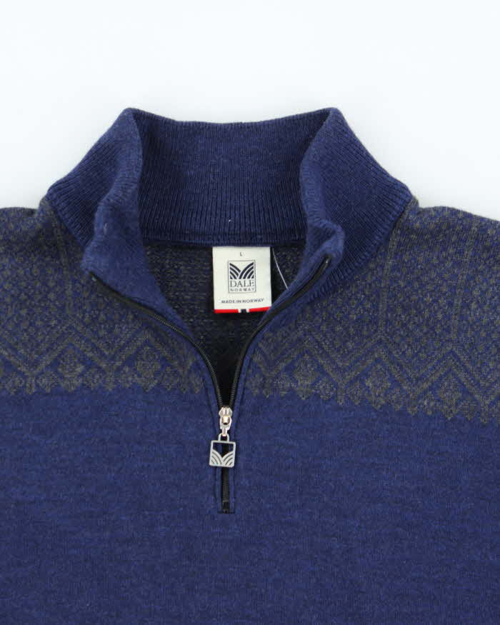 Vintage Dale Of Norway Merino Wool Quarter-Zip Knit Jumper - L