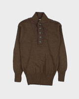 Vintage 1981 US Military Wool Olive Drab Button Collared Knit Jumper - M