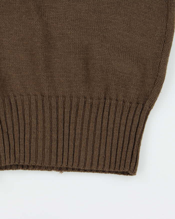 Vintage 1981 US Military Wool Olive Drab Button Collared Knit Jumper - M