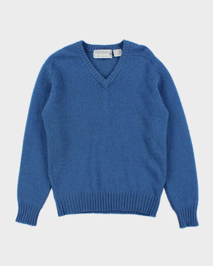 Vintage 1980s Sears Shetland Wool Chunky V-Neck Knit Jumper - S