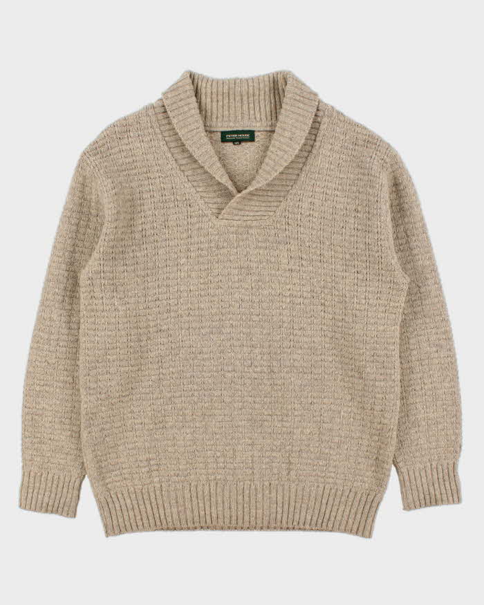 Vintage 00s Peter House Japan Wool Cable Knit Shawl Neck Jumper - XL