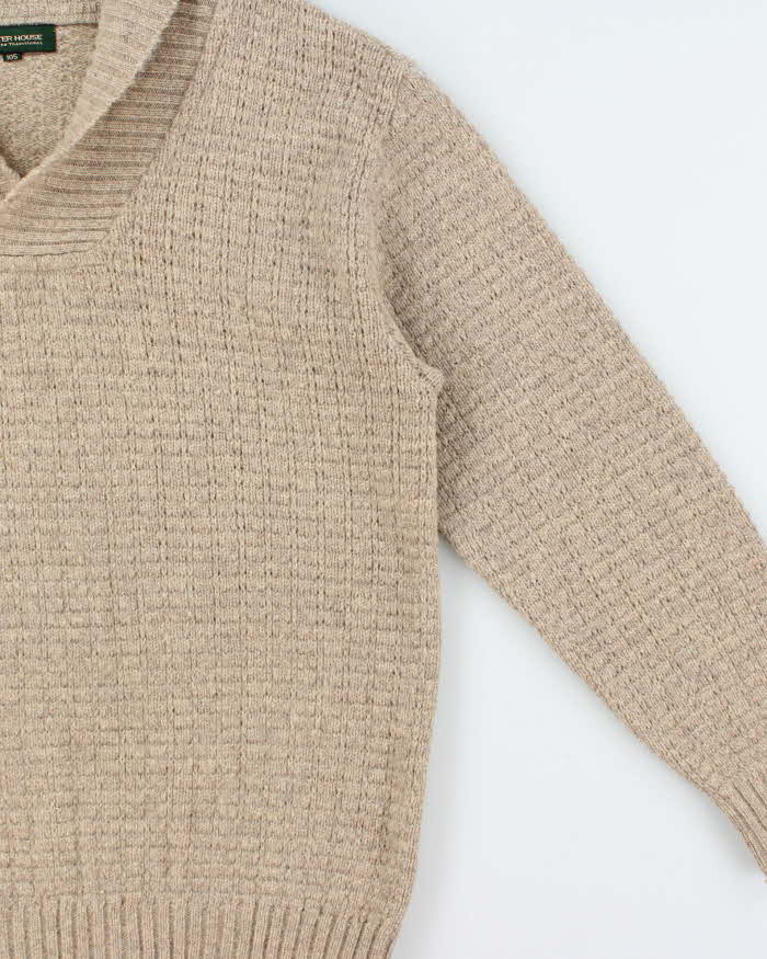 Vintage 00s Peter House Japan Wool Cable Knit Shawl Neck Jumper - XL