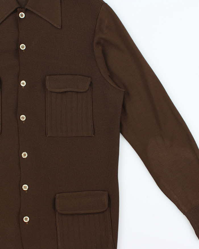 Vintage 1970s Gino Paoli Long Knit Multi Pocket Cardigan - L
