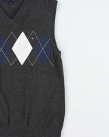 Vintage Tommy Hilfiger Argyle Sleeveless Knit Jumper - L